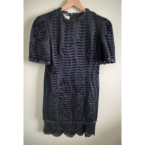 Vintage 80’s Judy Hornby Couture Magnin Black Sequin Dress Size 6 In Excellent - Picture 1 of 10